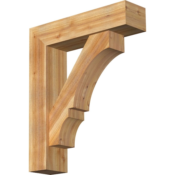 Ekena Millwork Balboa Block Rough Sawn Bracket w/ Offset Brace, Western Red Cedar, 8"W x 32"D x 38"H BKT0806X32X38BOA05RWR - main